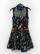 CITY STUDIO Juniors Trendy Ruffle-Trim Embroidered Prom Knee Length Dress Size 7