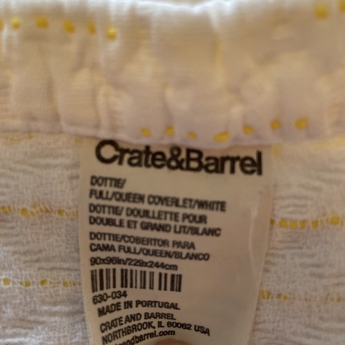 Crate and Barrel Dottie White With Jacquard Woven Dots Coverlet Full Queen - Picture 5 of 7