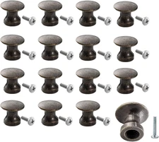 16 Pack Mini Cabinet Knobs, 1/2 Inch Dia Bronze Drawer Pulls Handles,