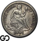 1891 Seated Liberty Dime, XF