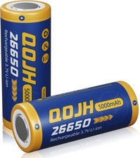2 Pcs Durable 26650 5000mAh Rechargeable Batt...