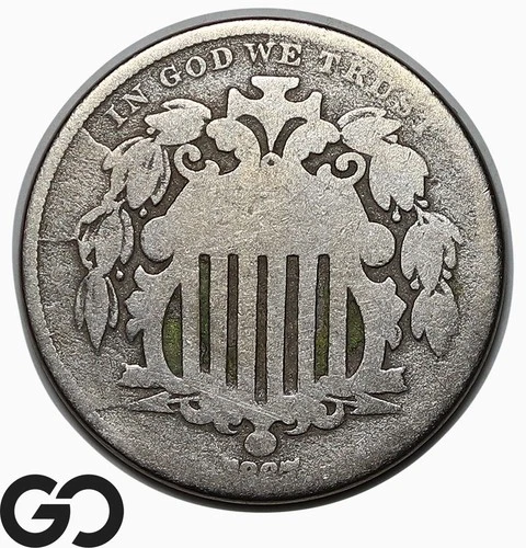 1867-P Shield Nickel — photo from the most recent tracked eBay sale