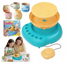 Kinder T&ouml;pferscheibe mit Fu&szlig;pedal USB Ton Farben Kreativset Geschenk ab 6 Jahre