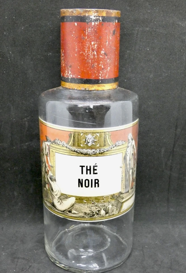 Ancien FLACON pharmacie APOTHICAIRE  pour collection ou déco "THE NOIR" - Photo 2/4