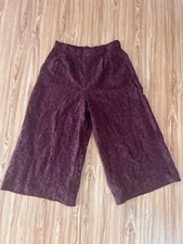 ZARA pants Size S/M elastic waist wide leg pants culottes burgundy