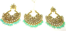 Earrings Tikka Set Goldplated Kundan new Bridal Kundan wedding Partywear setT49