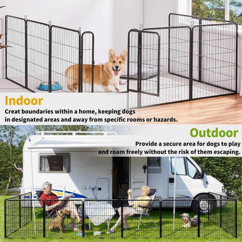 Large Dog Outdoor 24PCS Dog Fence with Door For Large/Medium/Small Pet