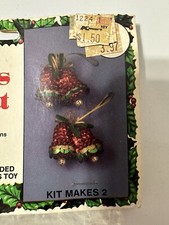 Vintage Beaded Walco Holiday Christmas Ornament Kit BELLS RARE Sequins Red Green