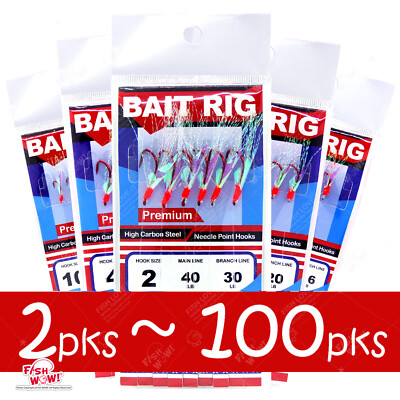 Fishing Premium Bait Rig Piscatore Lure sabiki 6 RED hooks Size 2,4,6,8,10 lot 