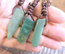 Men's Crystal Necklace, Natural Green Aventurine Slab Stone Necklace, gemstone