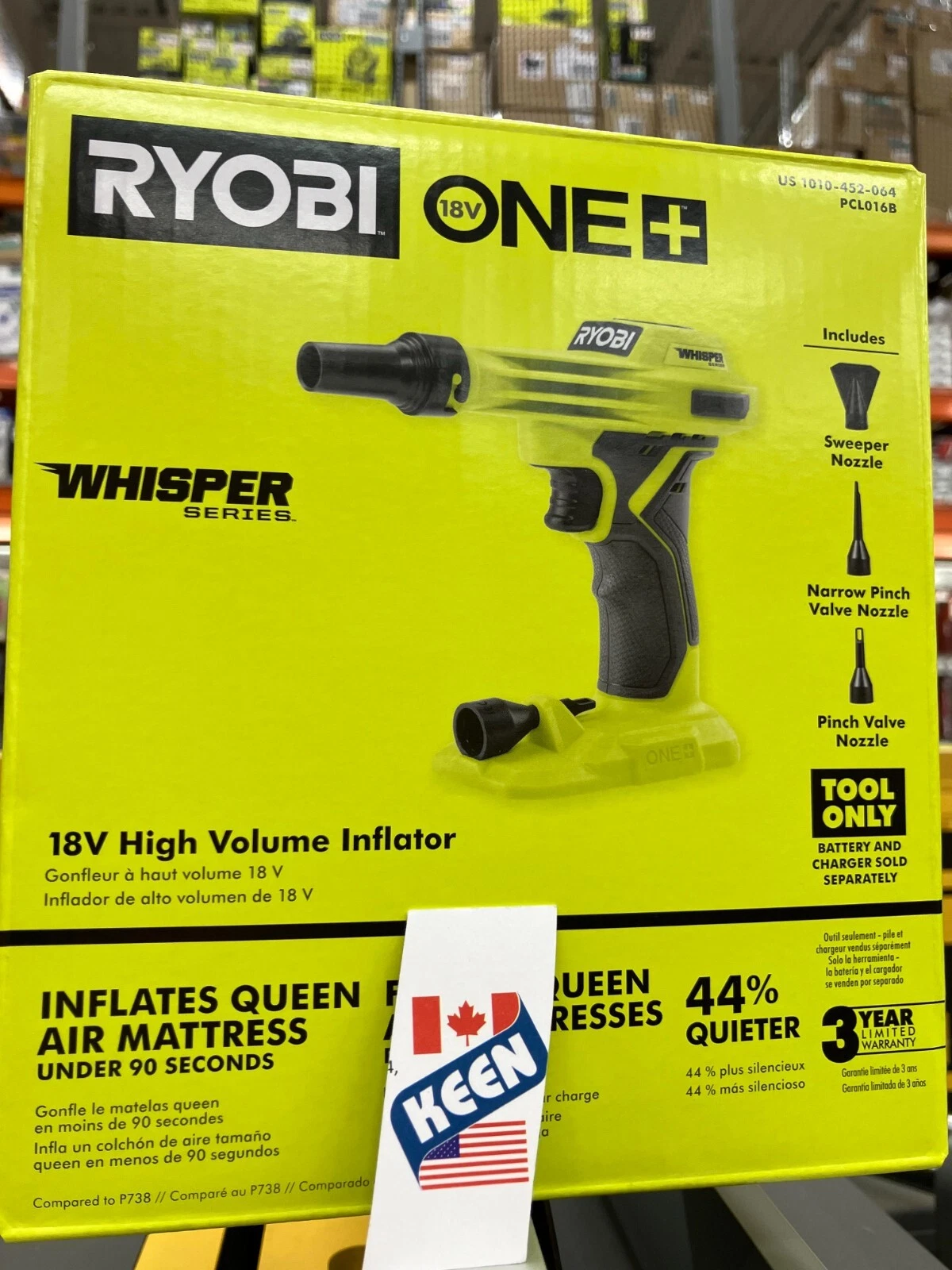 RYOBI CANADA 18 V High Volume Inflator (Tool Only) - Picture 1 of 15