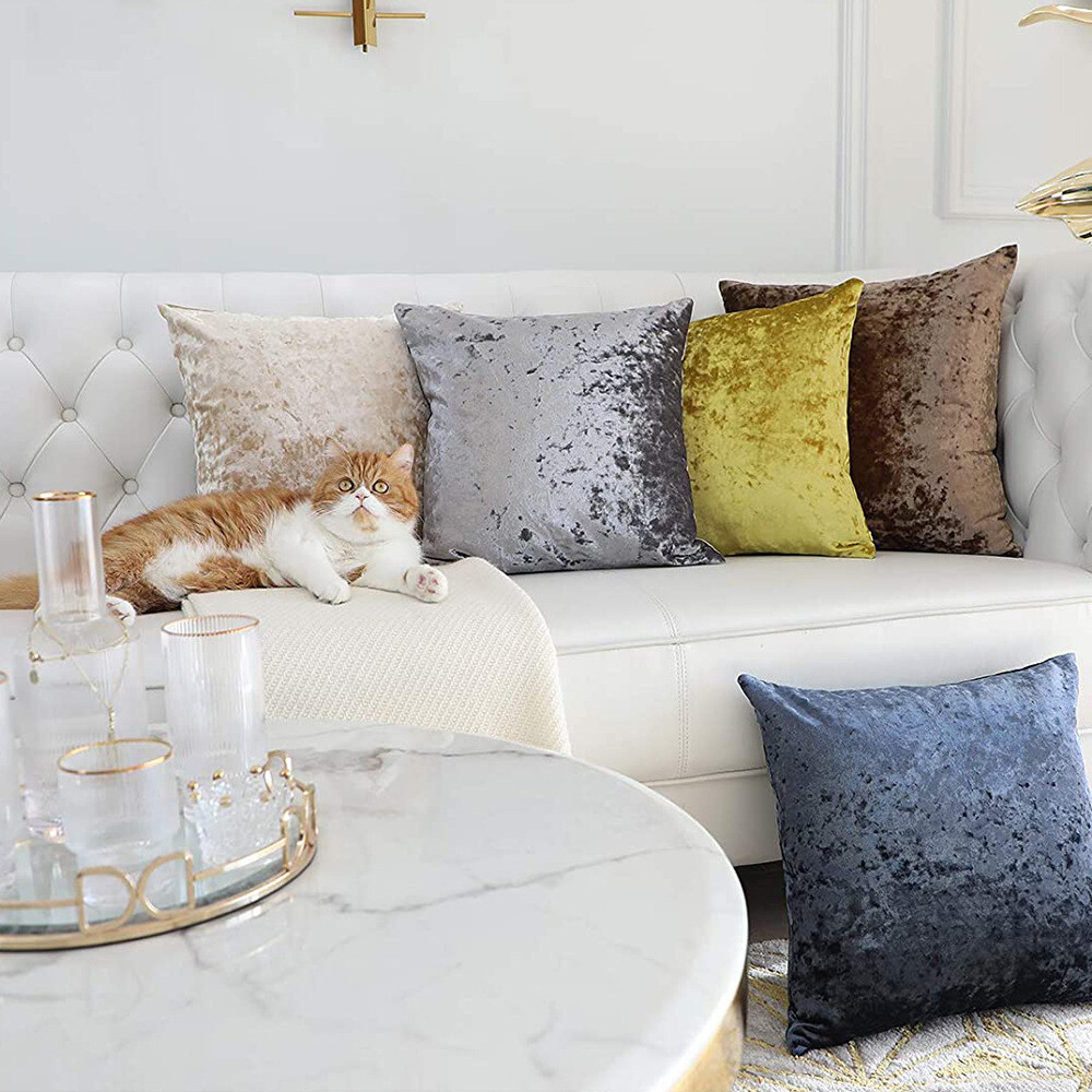 4er Set Kissenbezüge 35x35 Cm Blume - Samt Sofakissen Wohnzimmer Deko Quadratisch