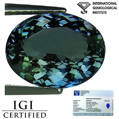 3.79 Ct IGI Certified AA Natural D Block Tanzanite Violet Blue Color Oval Cut