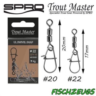 Spro TM Trout Master UL Swivel Snap Spoon Wirbel 7kg Tönnchenwirbel #20, 22