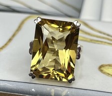 Dazzling Honey Citrine Ring Solid Silver 16X22 MM Princess Cut Women  s Ring