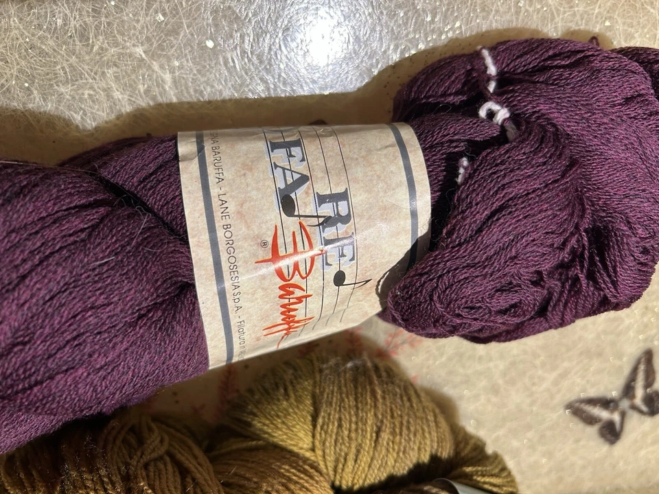 2 Skeins Baby Lace Weight Yarn Merino Wool Italy Purple Green NWT - Image 4 of 4