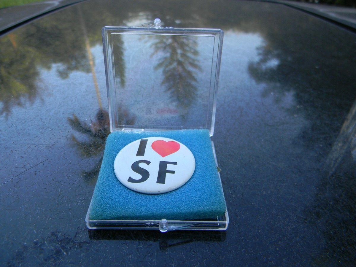 I LOVE (HEART) SF PIN IN ORIGINAL BOX ROUND 1.25