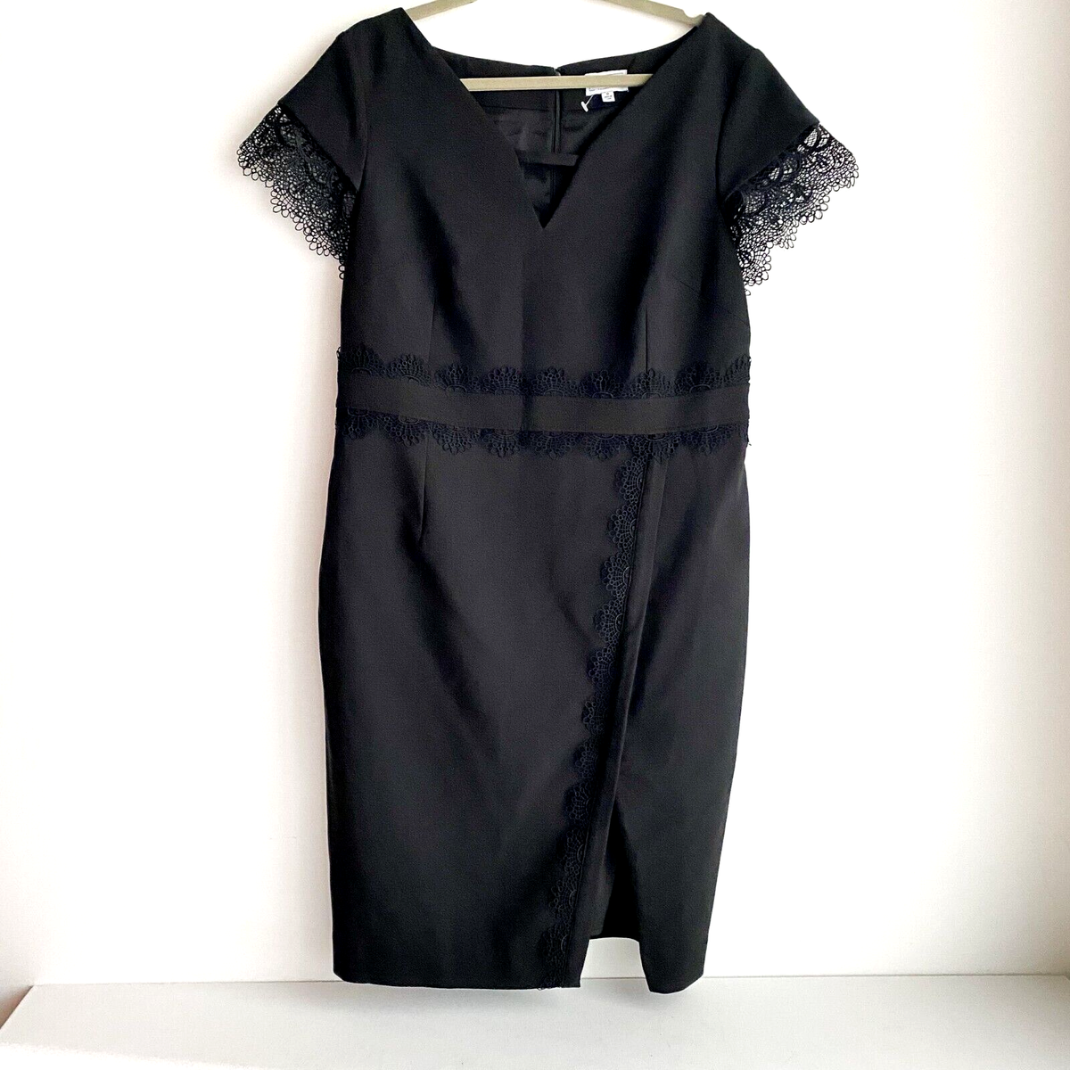 NWT SIKA Collection Short Sleeve LAce Trim Classic Little Black Dress 18 |  eBay