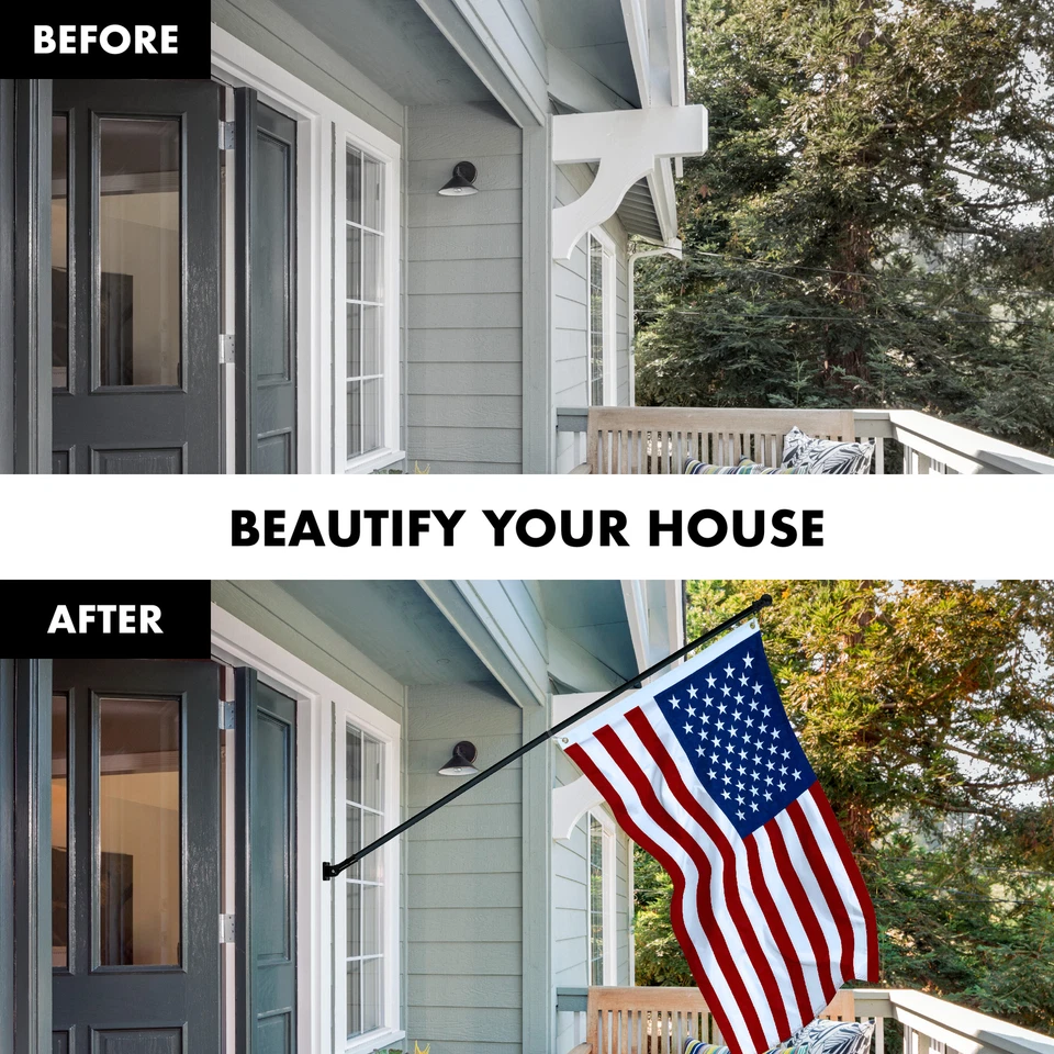 Asta de bandera de aluminio G128 de 6 pies (negra) bandera de Estados Unidos hilada poliéster 3x5 pies Foto 3 de 4