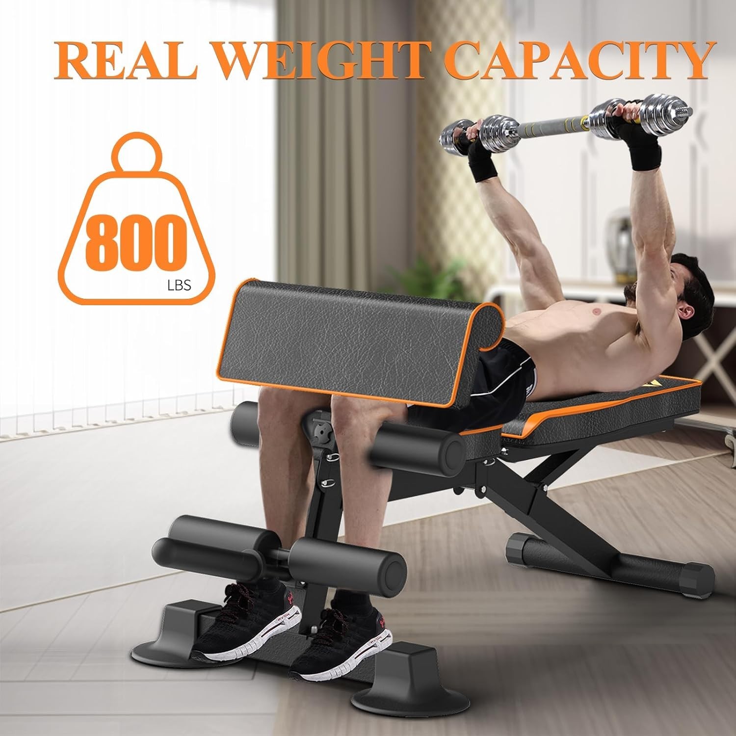 Foldable Preacher Curl Bench with Leg Extension/Curl, 660 lbs Capacity