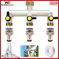 Wasserverteiler 3 Wege 3/4 Zoll Mit Adapter 1/2 Kugelhahn FüR Gartenschlauch