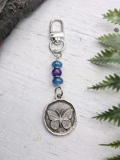 Beaded Butterfly Keychain / Purse Charm / Bag Charm / Purple And Blue Beads