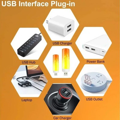 USB LED Flammenlicht Nachtlicht Flammeneffekt Kerzenform Dekolicht