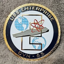 CVN-65 USS ENTERPRISE Large 5" Round Metal Medallion for Plaque or Display USN
