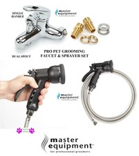 Pet GROOMING FAUCET Stainless Steel Sprayer Hose Valve Nozzle Bath Tub SET BLACK