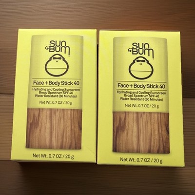 Sun Bum Sunscreen Face & Body Stick SPF 40 Broad Spectrum 0.7 oz ea. 2 Pack!