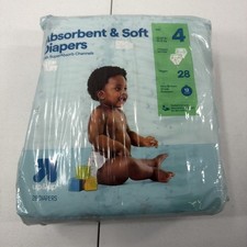 Absorbent  Soft Diapers With up up 28 DIAPERS For 22-37 lb. 10-17 kg Size 4 
