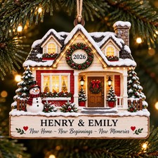 Personalized New Home Christmas Wood Ornament 2026 First in New Home Gift