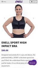 ENELL 5711203 Style NL100 Sports Bra Size 1 Black Front Closure Retail 80 EEUC