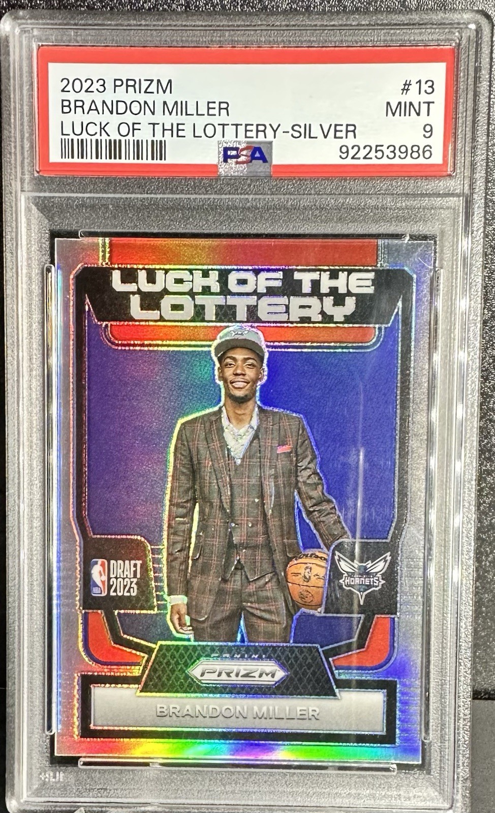 2023 PANINI PRIZM LUCK OF THE LOTTERY SILVER #13 BRANDON MILLER ROOKIE RC PSA 9
