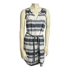 Linen Sun Dress Old Navy Striped XS Nautical Summer Preppy twee 