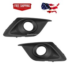 Pair Of Black Fog Light Hole Covers / Grilles For 2014-2016 Mazda 3 Front Bumper