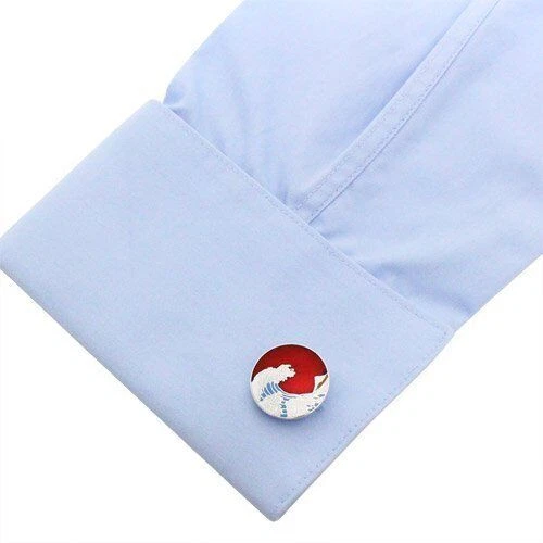 Gemelli Hokusai Wave - Cloisonne giapponese rosso - Immagine 4 di 4