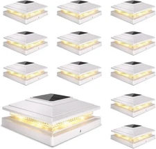 Solar Post Cap Lights Outdoor 12pack, Waterproof Fence Post Solar Lights for 4x4