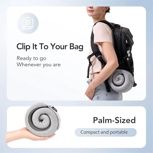 Memory Foam Travel Neck Pillow for Airplanes in Grey
