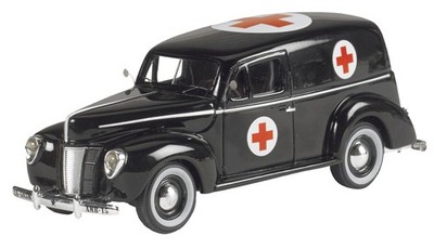 Ford Panel Van, schwarz, Ambulance, 1940, Modellauto, Fertigmodell, Motorhe ...