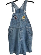 Mickey Unlimited Disney Denim Overall Shortalls Romper Mickey Pluto sz large