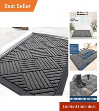 Stain-Resistant 29.5x17 Indoor/Outdoor Doormat - Non-Slip Grey Diamond Design