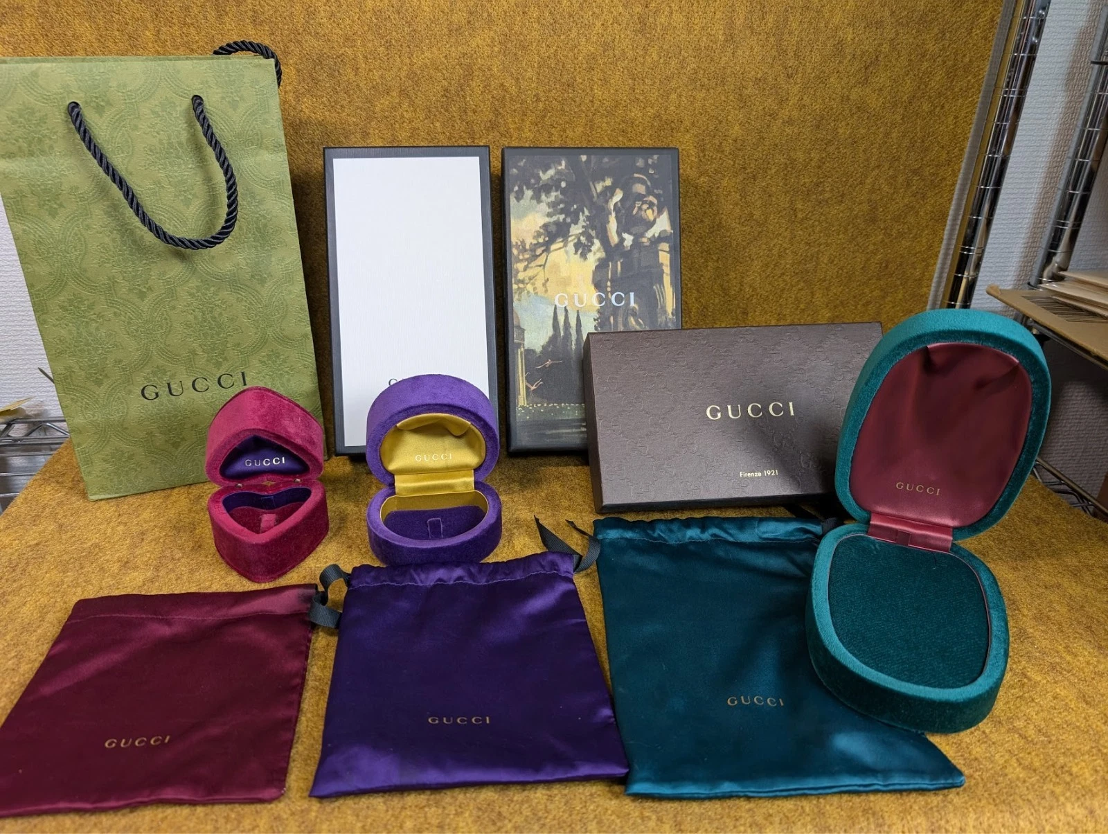 LOTTO Gucci Velluto Gioielli Confezione Regalo Anello Astuccio Sacchetto Collana Conservazione 400180725 YZ