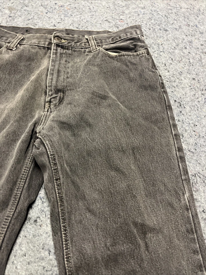 Pantalones de mezclilla Faded Glory negros para hombre (36x34) calce relajado tiro medio lavado ligero Foto 3 de 4