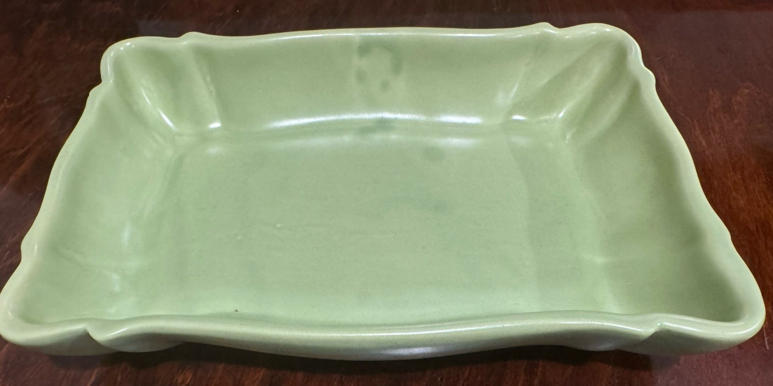 Vintage Haeger USA Pottery Serving Dish/Tray Green Made In USA
