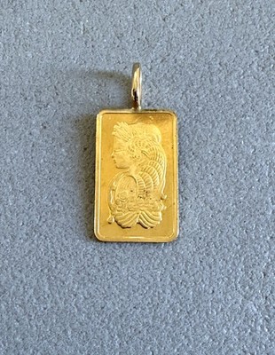 Goldbarren Anhänger 2,5 g Anhänger montiert - Schweiz - 24 Karat - PAMP