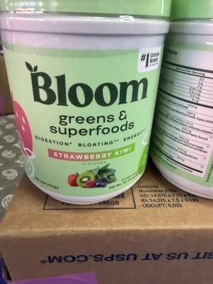 8 pk Bloom Greens & Superfoods Powder Strawberry Kiwi Non-GMO 10.24 oz Exp 11/26