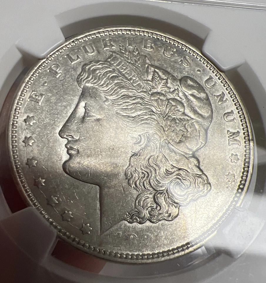 1921-D ‘Faint Date’ Obverse Struck Thru Error NGC AU55 Morgan Dollar U.S. Silver - Image 2 of 4