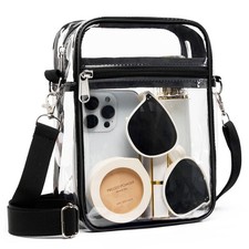 Clear Crossbody Purse Bag, Clear Bag Stadium Approved with Front Pocket for C...