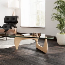 Classic Classic Glass Coffee Table Center Table 19mm Triangle Glass Wood Base